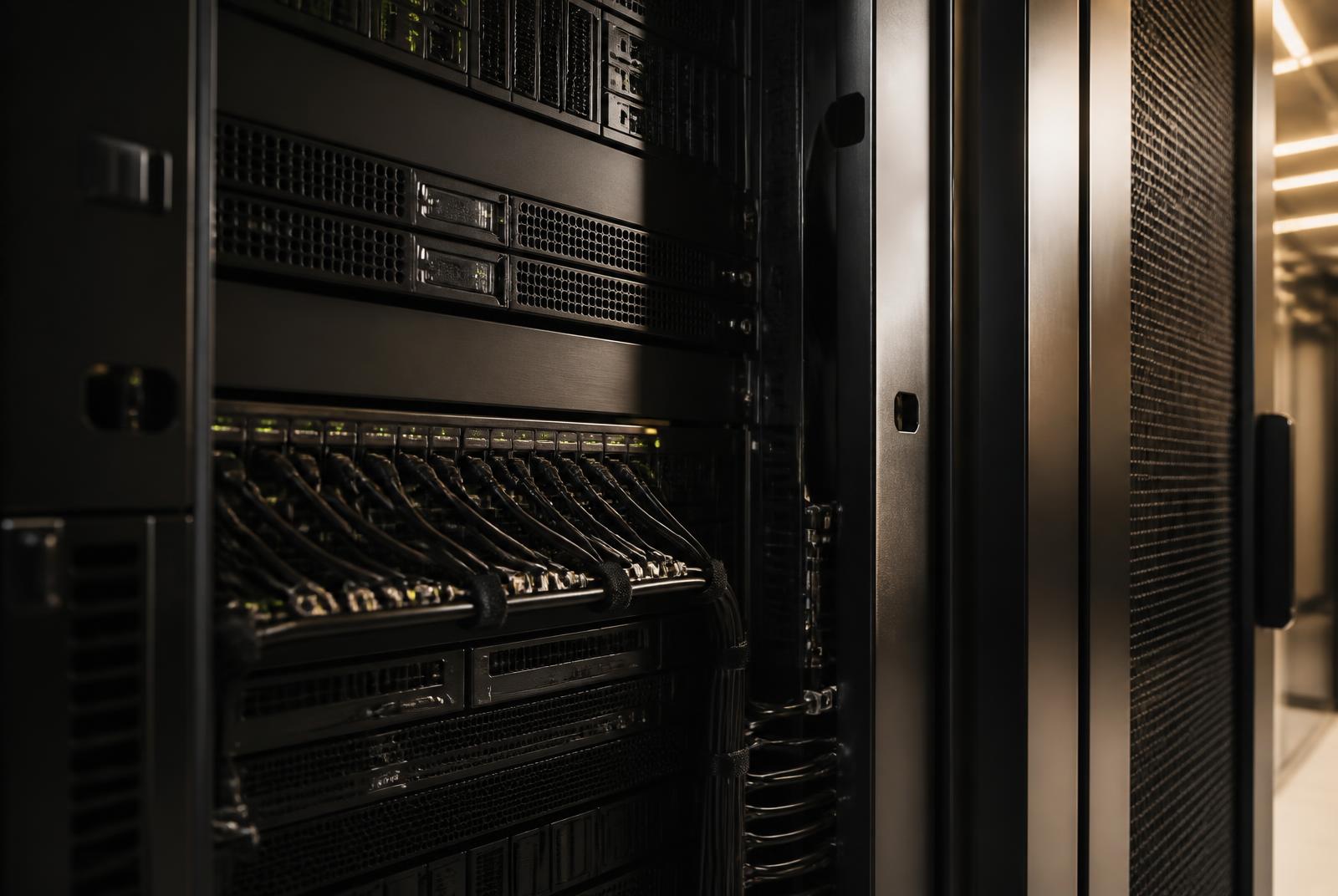 Modern server infrastructure with carefully routed network cabling